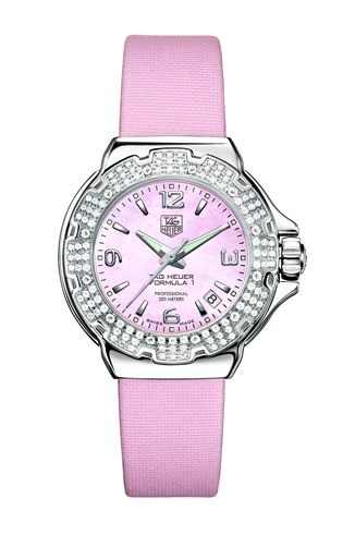 Ремень Tag Heuer FC6220, из кожи телёнка и сатина, розовый