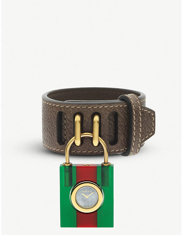 Ремешок для часов Gucci коричневый из кожи теленка для модели YA150505