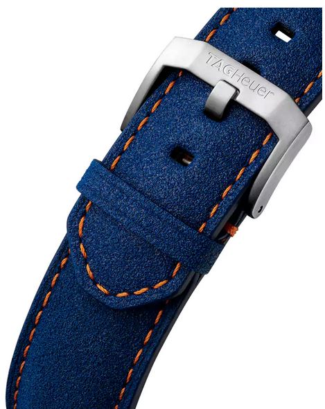 Ремень Tag Heuer BC0933, из кожи телёнка, синий, размер 21,5/20 мм