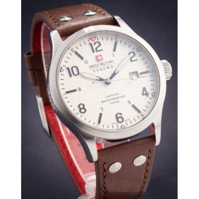 Ремешок из кожи теленка, коричневый, для часов Swiss Military Hanowa