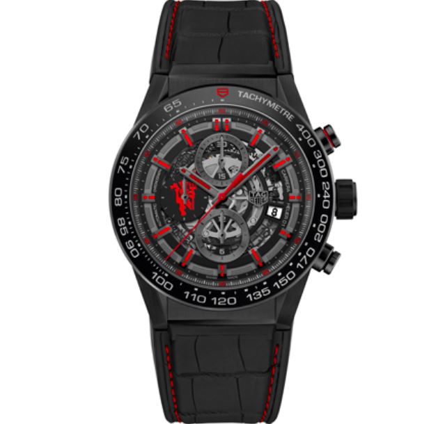 Ремень Tag Heuer FC6400, из кожи аллигатора и каучука, черный