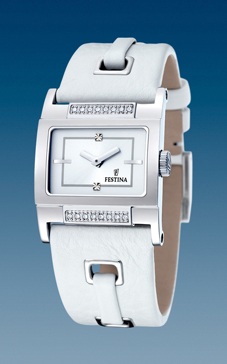 Ремень Festina BC06166, из кожи телёнка, белый, размер 24 мм