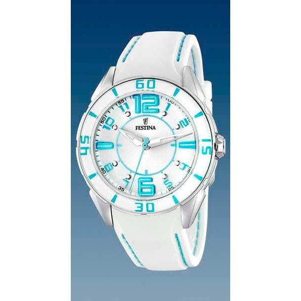 Ремешок из каучука белый с голубыми стежками 20 мм для часов FESTINA COLOR FASHION (F16492/2)