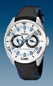 Ремешок из кожи теленка черно-синий 22 мм для часов FESTINA MULTIFUNCTION (F16572/1)