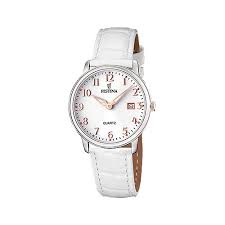 Ремень Festina BC07101, из кожи телёнка, белый, размер 17 мм