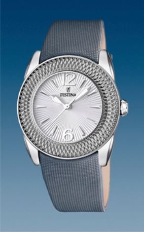 Ремень Festina BC07766, из кожи телёнка, темно-серый, размер 21 мм