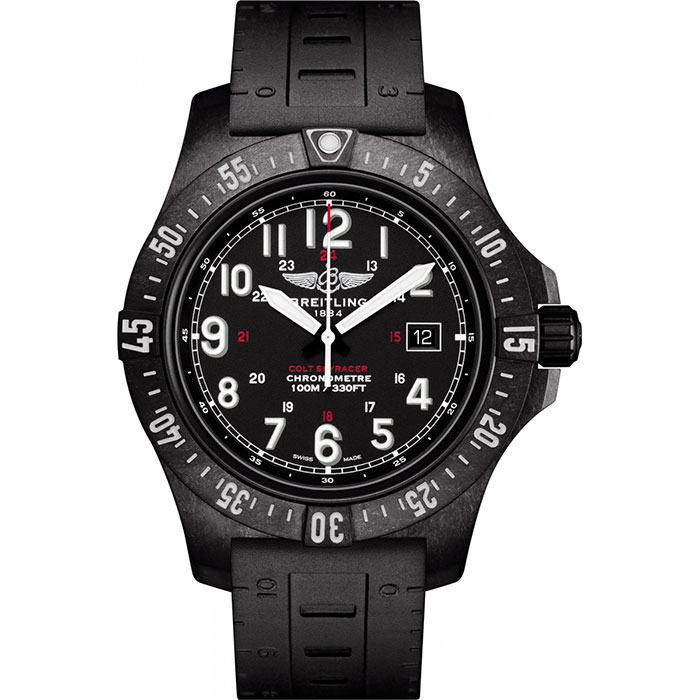 Ремень Breitling 293S, из каучука, черный, размер 21/20 мм, под застежку