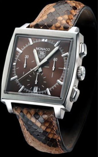 Ремень Tag Heuer FC6187, из кожи питона, коричневый