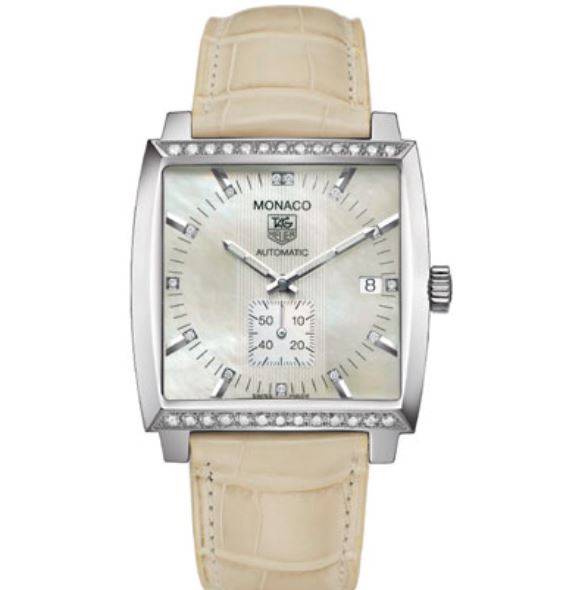 Ремень Tag Heuer FX6215, из кожи аллигатора, бежевый