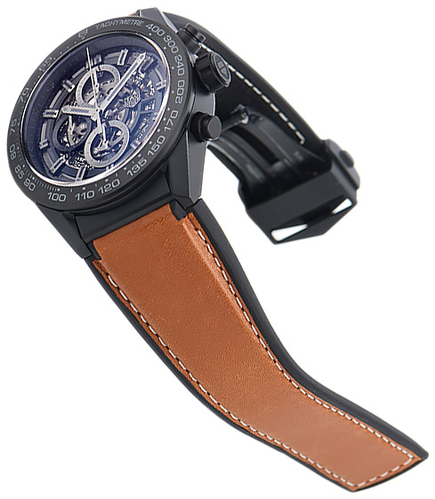 Ремень Tag Heuer FT6121, из кожи телёнка и каучука, коричневый