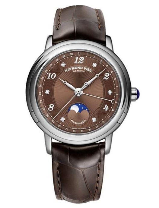 Ремень Raymond Weil SC1802-2739-R-4, из кожи аллигатора, коричневый, без застежки, размер 18 мм