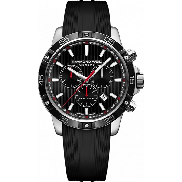 Ремень Raymond Weil SU2101-8560-18, из каучука, черный, размер 21мм