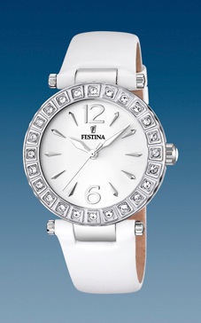 Ремень Festina BC08170, из кожи телёнка, белый, размер 21 мм