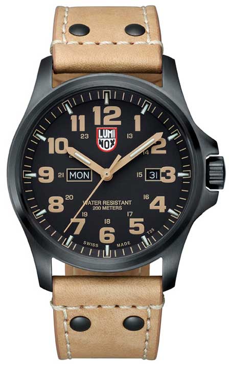 Коричневый ремешок для часов LUMINOX из кожи теленка, кремовые стежки, ш. 26/24мм, дл. 135/75 мм, застежка из нерж. ст (fe.1920.71b.60ri)