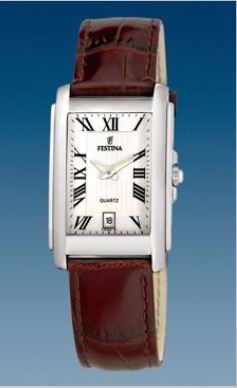 Ремень Festina BC04768, из кожи телёнка, тёмно-коричневый, размер 18 мм