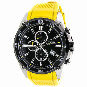 Ремень Festina BC09947, из каучука, желтый, размер 25 мм