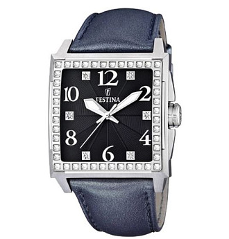 Ремень Festina BC07592, из кожи телёнка, темно-серый, размер 28 мм