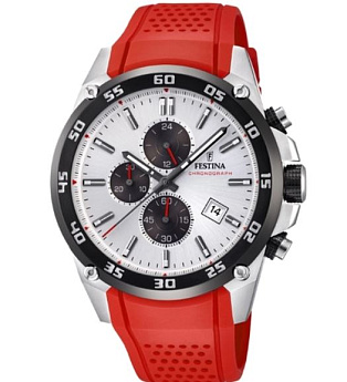 Ремень Festina BC09945, из каучука, красный, размер 25 мм