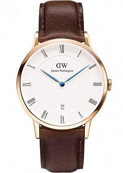 Ремень Daniel Wellington DW00200086, из кожи телёнка, коричневый, размер 19 мм