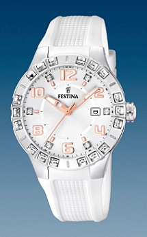 Ремень Festina BC07565, из каучука, белый, размер 15 мм
