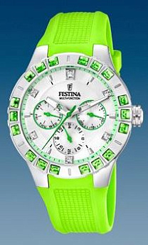 Ремень Festina BC07568, из каучука, зеленый, размер 15 мм