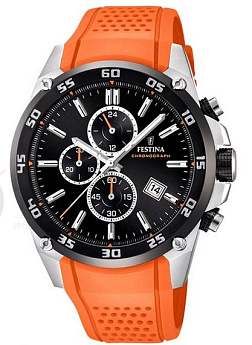 Ремень Festina BC09948, из каучука, оранжевый, размер 25 мм