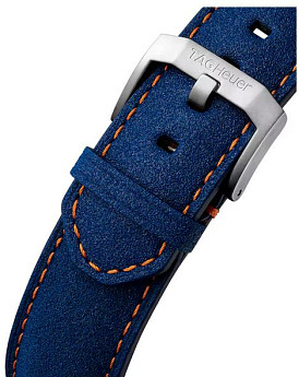 Ремень Tag Heuer BC0933, из кожи телёнка, синий, размер 21,5/20 мм
