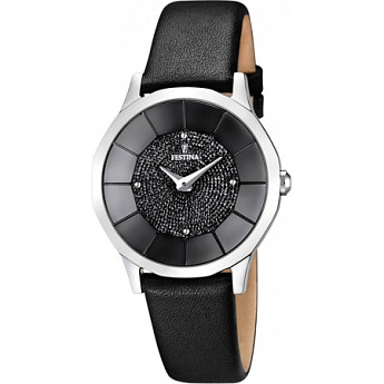 Ремень Festina BC08256, из кожи телёнка, черный, размер 16 мм