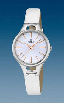 Ремень Festina BC09384, из кожи телёнка, белый, размер 9.95 мм