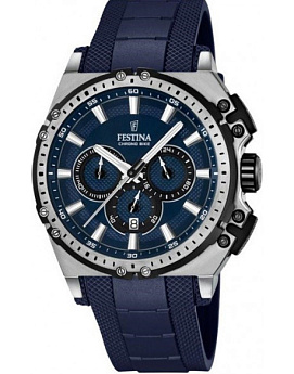 Ремень Festina BC09488, из каучука, синий, размер 25 мм