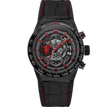 Ремень Tag Heuer FC6400, из кожи аллигатора и каучука, черный