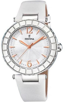 Ремень Festina BC09677, из кожи телёнка, белый, размер 21 мм