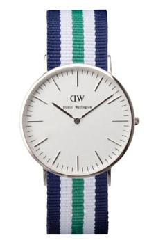 Ремешок DANIEL WELLINGTON оригинал нейлоновый синий-белый-зеленый для мужских часов nottingham, 20мм (0408dw)