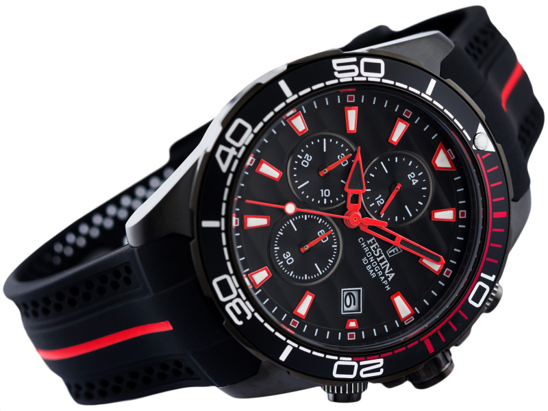 Ремень Festina BC10361, из каучука, черный, размер 22 мм