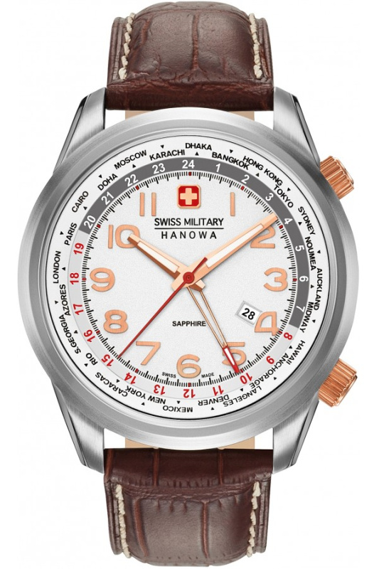 Ремешок из кожи теленка для часов Swiss Military Hanowa Worldtimer