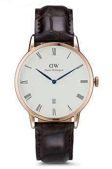 Ремень Daniel Wellington DW00200085, из кожи телёнка, коричневый, размер 19 мм