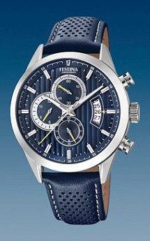 Ремень Festina BC09741, из кожи телёнка, темно-синий, размер 21 мм