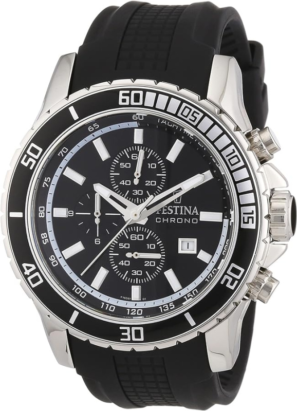 Ремень Festina BC07571, из каучука, черный, размер 24 мм
