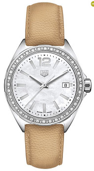 Ремень Tag Heuer FC8254, из кожи телёнка, бежевый