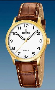 Ремень Festina BC06664, из кожи телёнка, коричневый, размер 21 мм