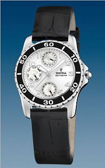 Ремень Festina BC05165, из кожи телёнка, черный, размер 18 мм
