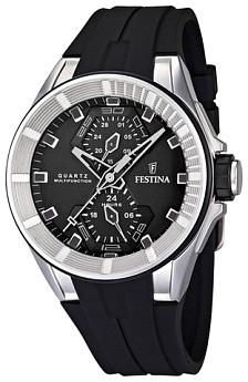 Ремень Festina BC08007, из каучука, черный, размер 17.4 мм
