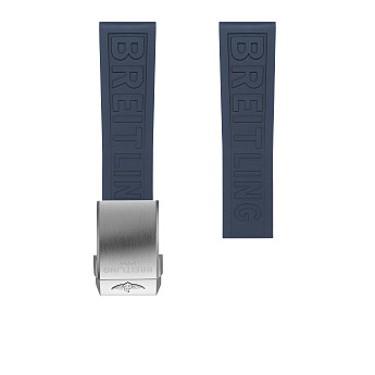 Ремень Breitling 157S, из каучука, синий, размер 22/20 мм, под клипсу