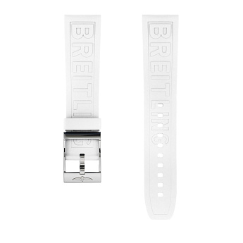 Ремень Breitling 176SS, из каучука, белый, размер 22/20 мм