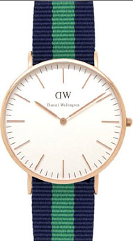 Ремешок DANIEL WELLINGTON оригинал нейлоновый синий-зеленый-синий для мужских часов warwick, 20мм, пряжка из нерж. стали с розо (0305dw)