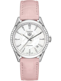 Ремень Tag Heuer FC6295, из кожи аллигатора, розовый