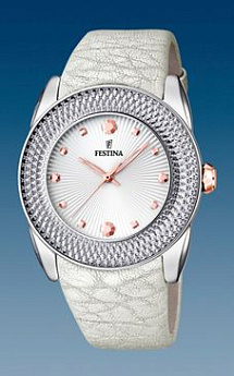 Ремень Festina BC08922, из кожи телёнка, белый, размер 24 мм