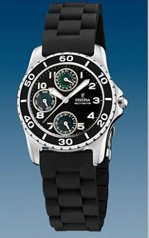 Ремень Festina BC06625, из каучука, черный, размер 18 мм, без застежки