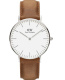 Ремень Daniel Wellington DW00200128, из кожи телёнка, коричневый, размер 18 мм