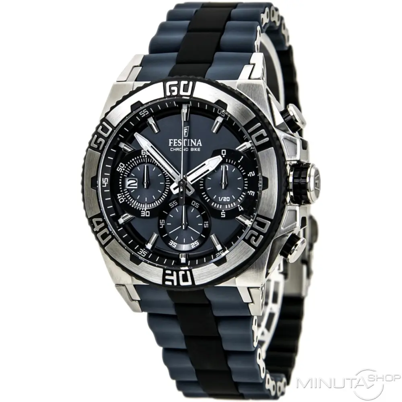 Браслет из нерж. стали и каучука сине-серый 24 мм для часов FESTINA TOUR DE FRANCE (F16659/3 с конечными звеньями)